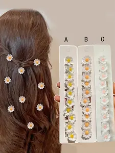 10pcs Sweet Flower Hair Clips, Barrettes, Mini Sunflower Hair Accessories, Cute Bowknot Hairpins for Braids, Stylish Headwear for Women and Girls