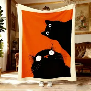 Cute Black Cat Throw Blanket,Cat Lover's Blanket,Funny Black Cat Meme Blanket,Cat Throw,Black Cat Plush Blanket,Cozy Throw Sofa Decor 8