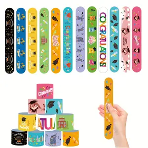 12pcs Kindergarten Graduation Slap Bracelets, Colorful Congrats Grad Wristbands, Kids Preschool Graduation Party Favors, Supplies