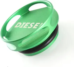Diesel Fuel Cap for Ram and GM 3.0L Duramax-Updated Larger Magnetic Aluminum Tank Gas Cap fit 2013-2018 Ram 1500 2500 3500,2019-2024 GM Pick-up Truck Accessories Replacement Eco Tanks Magnetic Green