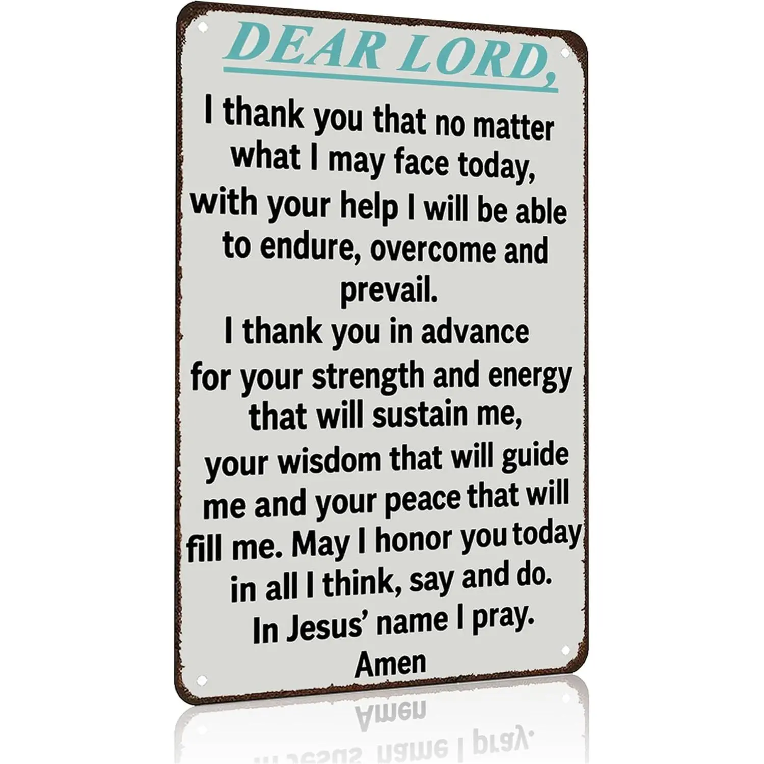 "Dear Lord in Jesus' Name I Pray" Vintage Christian Metal Sign - Faith-Filled Home Prayer Room Decor | Religious Gift for Church Chapel | 8x12 Inch