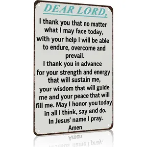 "Dear Lord in Jesus' Name I Pray" Vintage Christian Metal Sign - Faith-Filled Home Prayer Room Decor | Religious Gift for Church Chapel | 8x12 Inch