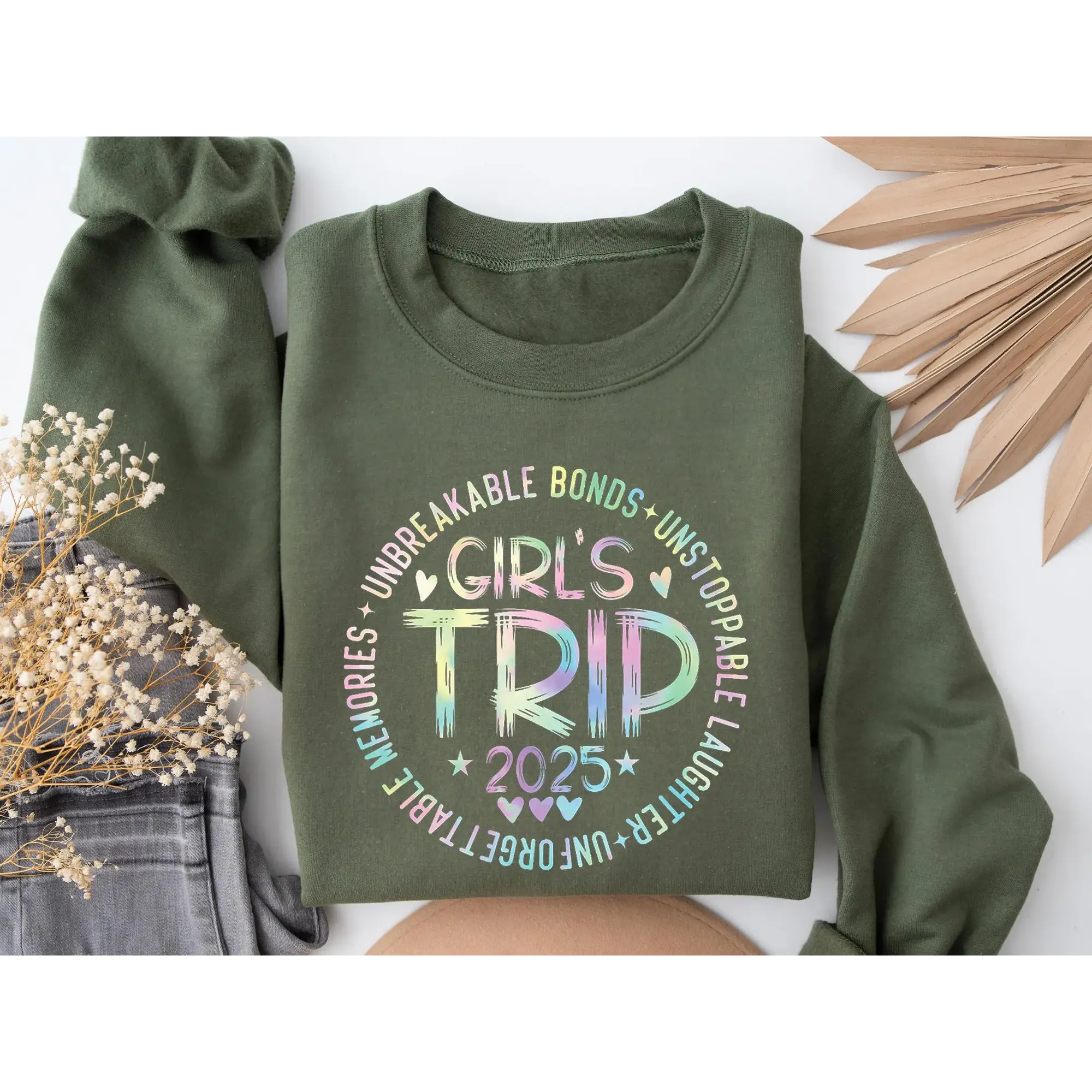 Girls Trip 2025 Sweatshirt, Matching Girls Vacation Crewneck, Cute Travel Sweatshirt for Girl Friends’ Vacation 2025, Best Friends Gift