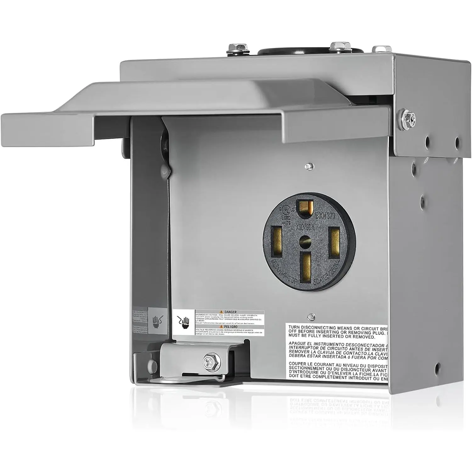 50 Amp RV Outlet Box, Enclosed Lockable RV Electrical Outlet, NEMA 14-50R 125V/250V, Weatherproof Power Box with Receptacle, Electrical Outlet for RVs, Campers, , ETL & UL Listed