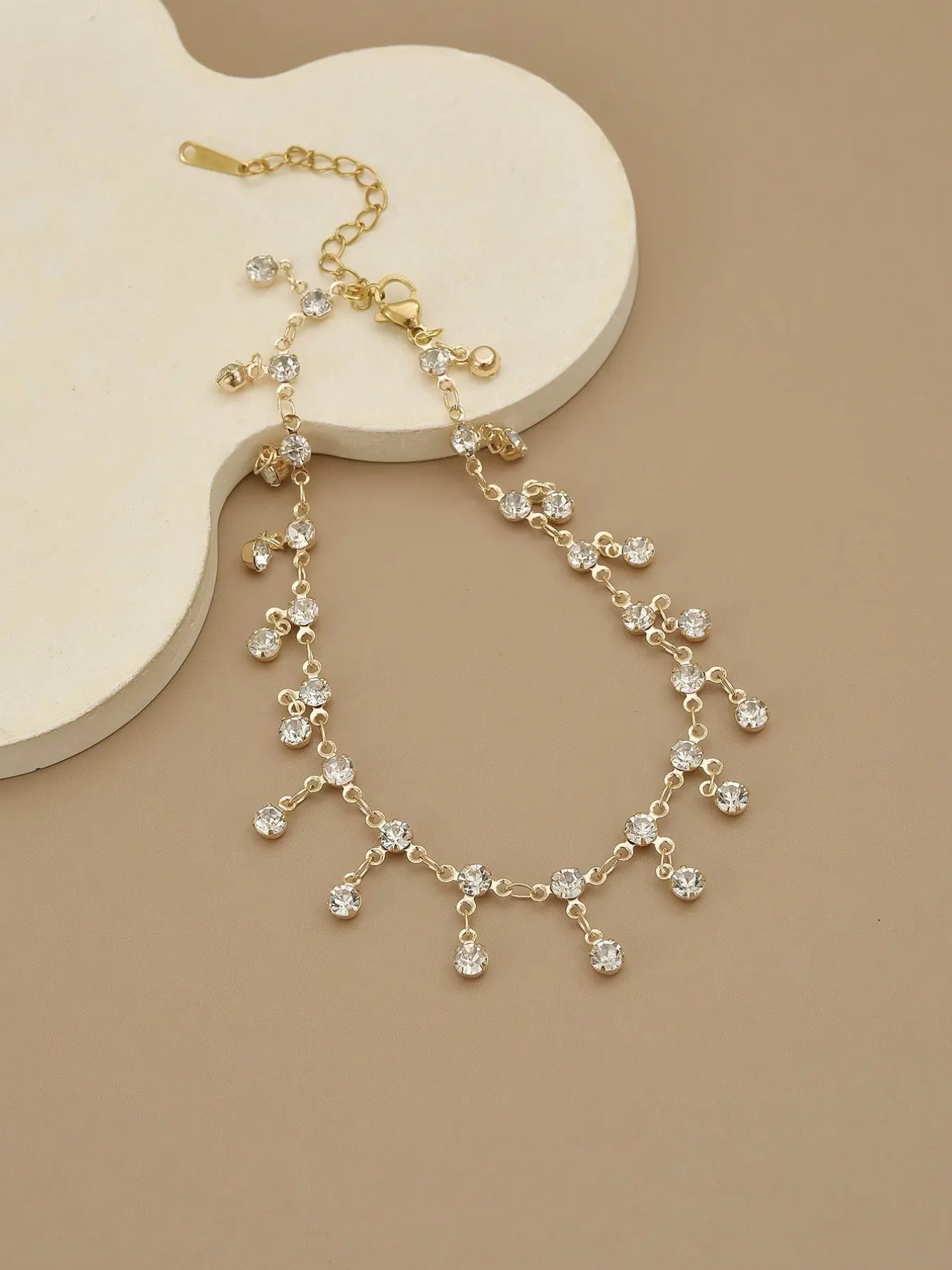 Women's Rhinestone Anklet, Elegant Crystal Fringe Ankle Chain, Sparkling Diamond Pendant Foot Fashion Jewelry, Ankle Bracelets, Anklets Jewelry
