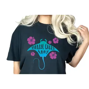 Village Crazy Lady T Shirt | Village Crazy Lady, Floral, Manta Ray Tee Shirts Cotton Fabric