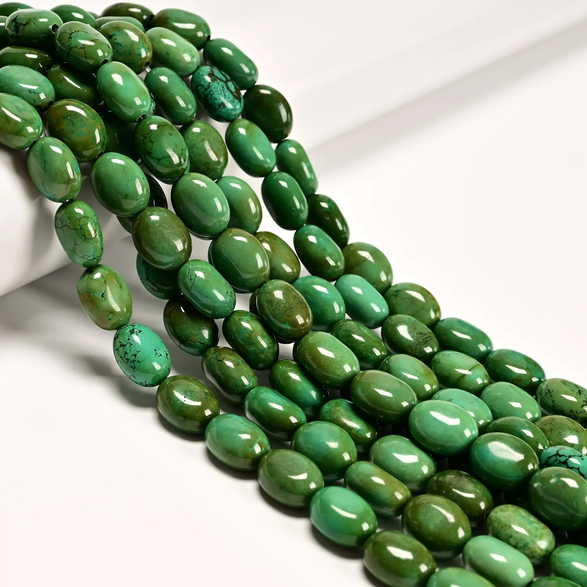 Dark Green Turquoise Smooth Oval Shape Beads Size 11x14mm 15x18mm 15.5" Strand