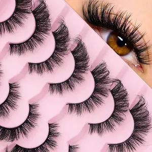 7 Pairs Russian Stripe Eyelashes, D Curl Imitation Mink Lashes for Natural Fullness, Looks Like Extension Eyelash Strips, Eyelash Extensions