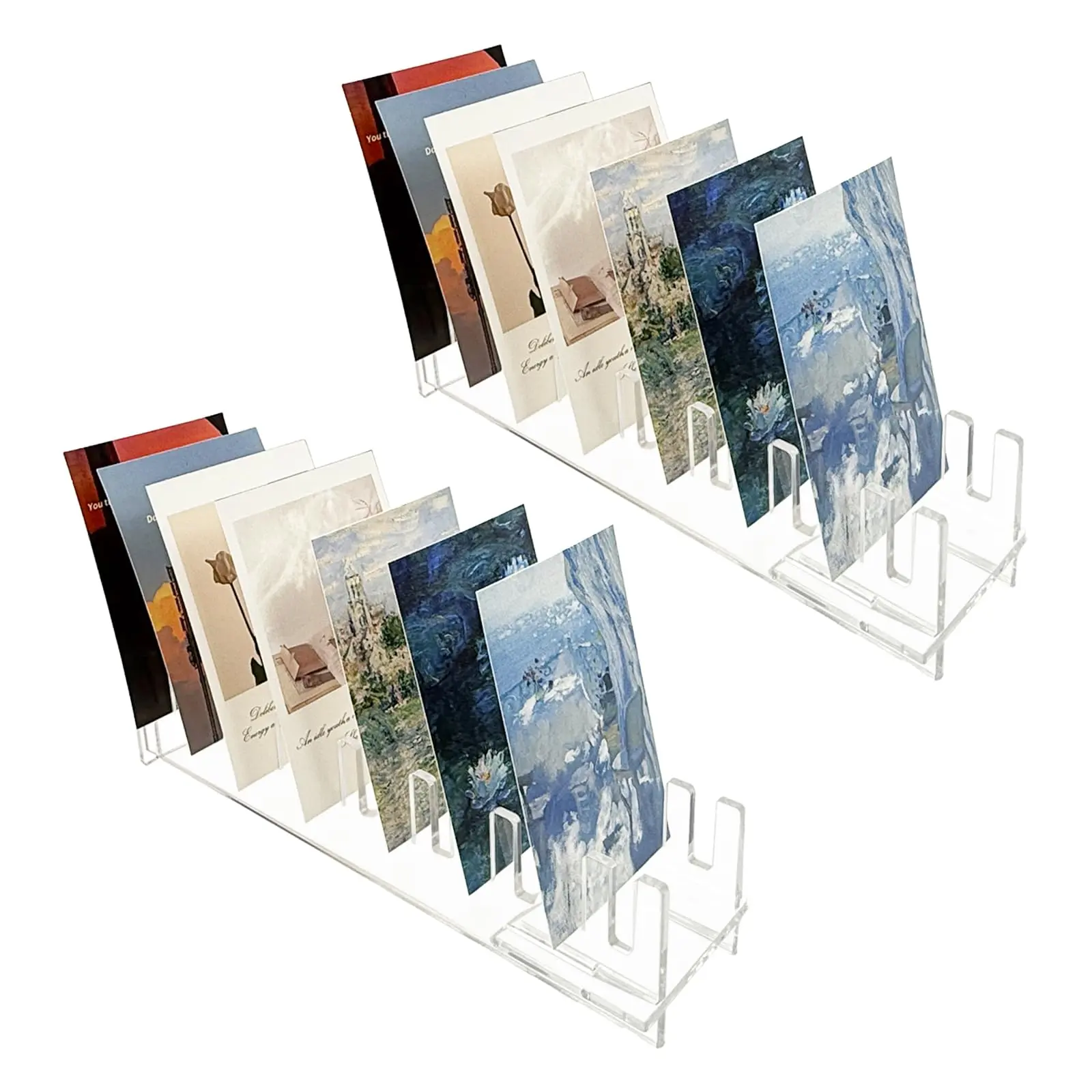 2-pack 14 Tier Greeting Card Display Stand Rack Bookmark Portable Postcard Art Booth Print For Retail Counter Desk Tabletop
