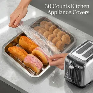 30 Counts Thickened Appliance Dust Covers for Kitchen Household Furniture,Clear Disposable Dust Cover,Dustproof with Elastic for Blender,Slow Cooker Accessories,Coffee Maker, Oven, Pressure Cooker, Air Fryer,  Toaster