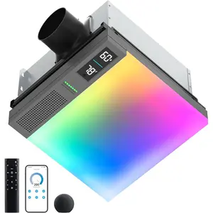 Smart Bathroom Exhaust Fan with Bluetooth Speaker and Light & Humidity Sensor, Powerful 230CFM Exhaust Fan with Alexa/App/Remote Control, Auto-On Humidity & Odor Sensor, 2.0 Sone