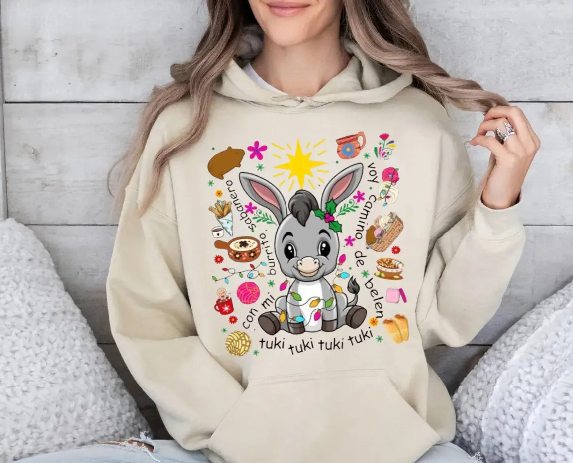 Mi Donkey Mexican Concha Sweatshirt, Feliz Navidad Shirt, Tuki Tuki Donkey Conchas Latiino Xmas Tshirt, Mexican Christmas Hoodie, Unisex Sweater Tee