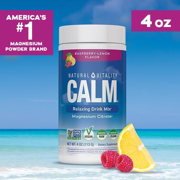 CALM 4 oz Relaxing Drink Mix - Raspberry Lemon Flavor - Magnesium Citrate Supplement -  4 oz (113 g) - 28 servings