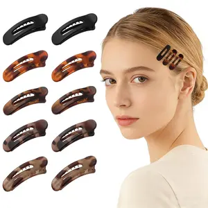 10 Pack Small Flat Hair Clips for Women Thin Fine Hair, French Flat Claw Clips Matte Tortoiseshell No Slip Hair Accessories for Daily Wear, 2.2x0.7 Inch