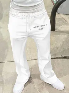 Men's Loose Fit Flare Leg Pants, Casual Streetwear Joggers, Vintage Hip Hop Long Trousers, 3D Print Design, Sporty Fashion, Casual Beach Pants