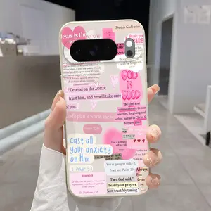 Rounded Edge Phone Case for Google Pixel 10 9 XL 8 7 Pro A  Divine Love Quotes Pattern Anti-Scratch Shockproof TPU Bumper Drop-proof Cover Cellphone Protective