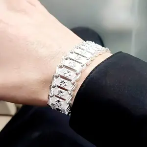 12mm Silver Coin Wide Bracelet for Men Allergy Proof Simple Elegant Fashion Jewelry Ideal for Daily Wear Parties Casual Formal Accessory Gift