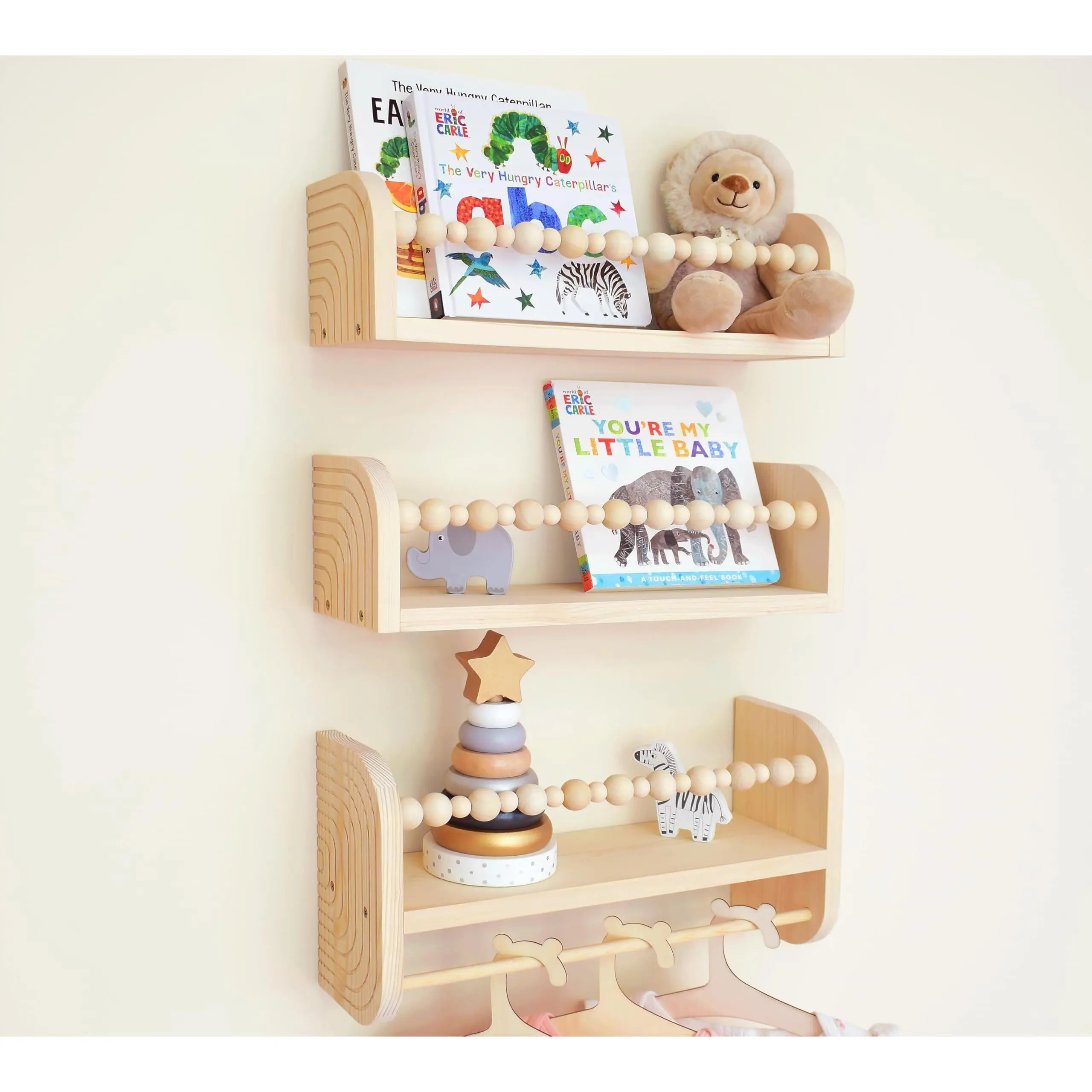 16" Pine Floating Book Shelves | Set of 3