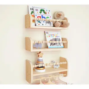 16" Pine Floating Book Shelves | Set of 3