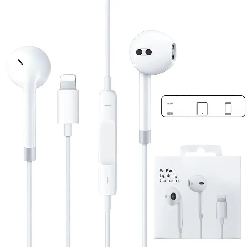 **Lightning Wired Earphones with Mic, Plug and Play Stereo In-Ear Headphones for iPhone, Volume Control, Karaoke Recording Monitoring, Hands-Free Calling**