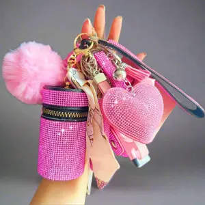 NoEnName 15pc Safety Keychain Set with O-shaped Buckle, Multicolor Rhinestone Keychains, and Custom Logo, OEM/ODM Accepted