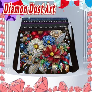 backpack, part of the diamond art craft kit, fashion lady gift 1-plece diamond painting kit messenger bag, ow, flower,snow wol pattern canvas material with spectal shape crystal rhinestone art