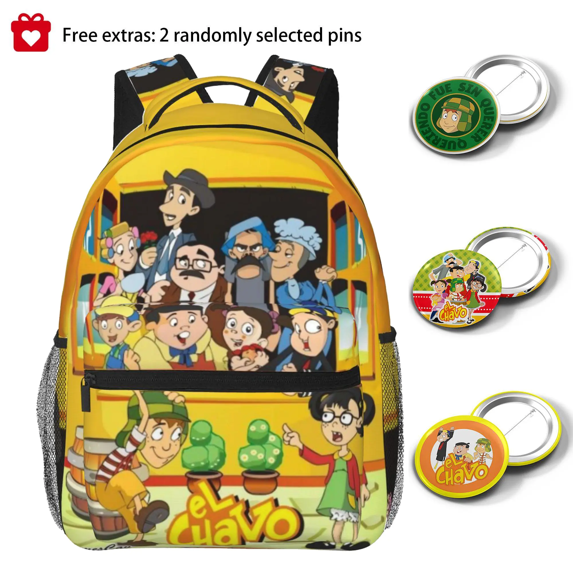 Fashion El chavo Backpack Large Capacity Chavo Daily Commuter Bag for Outdoor Hiking Business, Cartoon Casual El chavo del ocho party supplies Laptop Daypack for Women Men & Gift Giving
