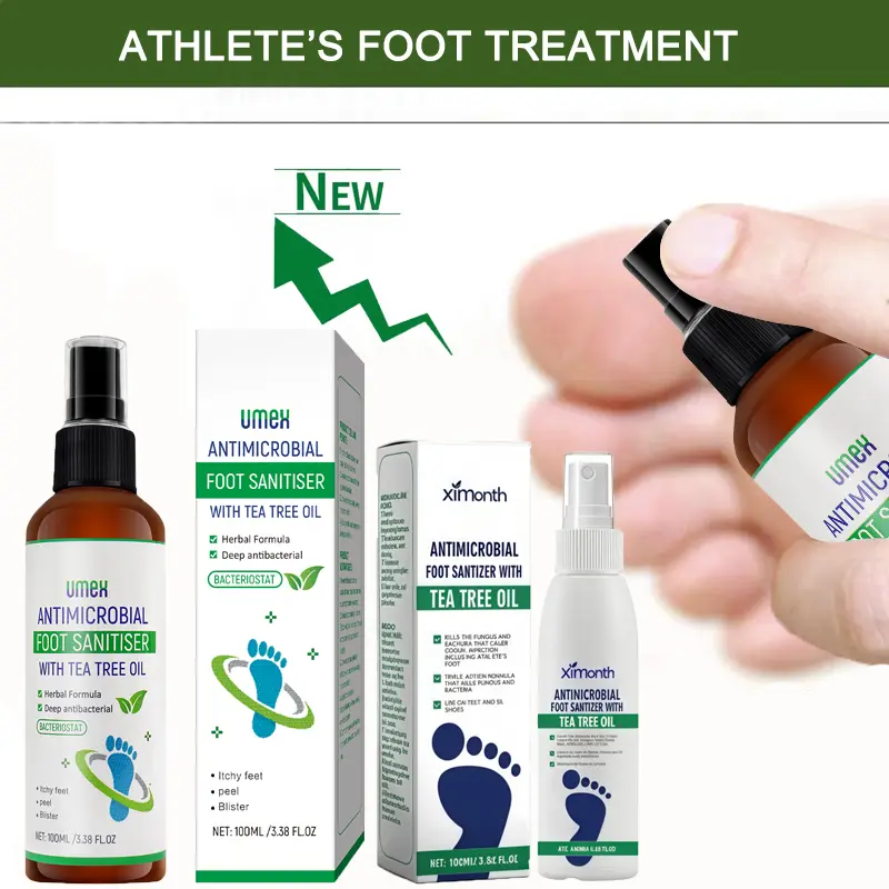 Umex Tea Tree Oil Antibacterial Foot Spray, 97% Foot Odor Control, Dermatologist-Validated Fungal Defense, Cracked Heel Repair, 100ml Fast-Absorbing Formula