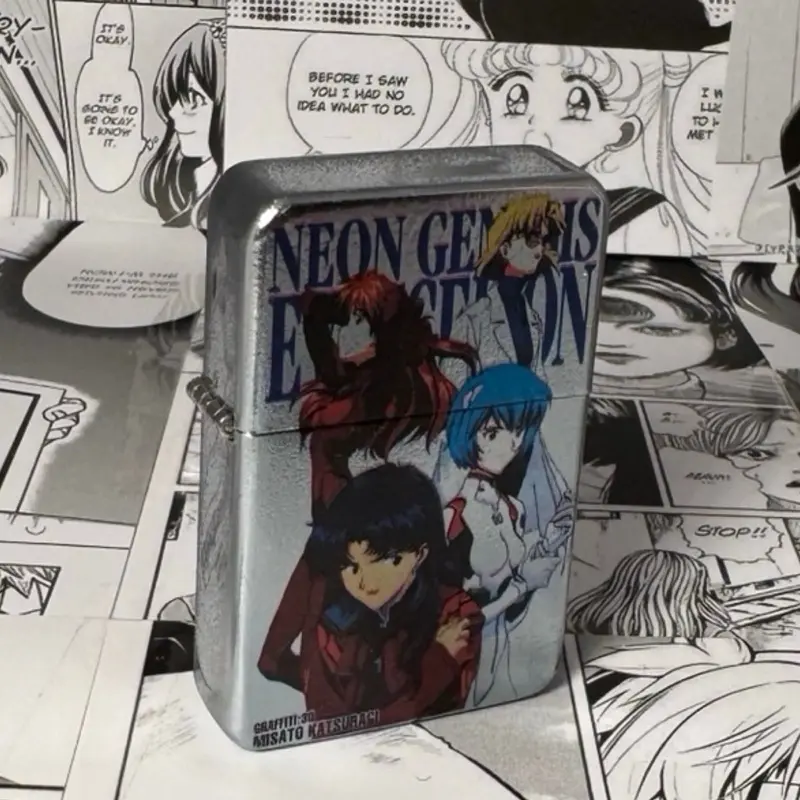 Evangelion Crew Neon Genesis Evangelion Anime-Inspired Universal Lighter Case - Stylish Durable Protective, Lightweight - Lighter Cover