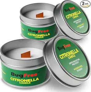 Citronella Candles Outdoor & Indoor (6oz) - Mountain Pine with Wooden Wick 25 Hour Burn Time