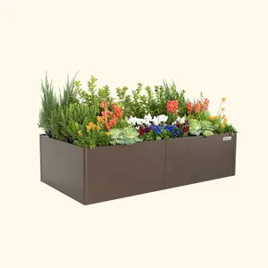 Modern 42" x 83" Metal Raised Garden Bed - 17" Tall Elevated Planting Boxes for Outdoor Planters