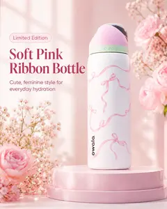 Owala FreeSip 32oz Pink Bow Ribbon Bottle – Cute Everyday Stainless Steel Water Bottle