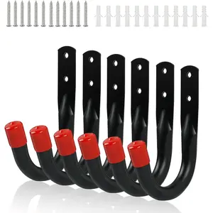 Heavy Duty Garage Wall Hooks for Hanging, 6 count Storage Hooks, 3.8inch Hanging Hook for Garage Storage and Organization,Wall Mount Utility J Hook with Wall Anchors and Screws (6, 3.8inch)