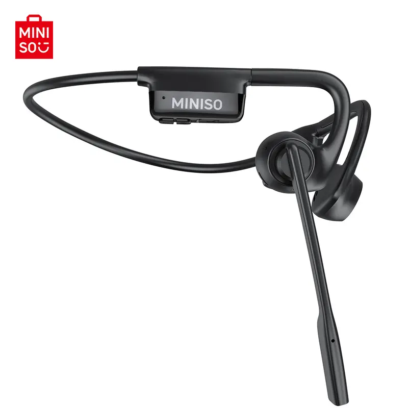 MINISO Open Ear Bone Conduction Wireless Headphones - Built-in Bluetooth 5.4, ENC Mic, Hi-Fi Sound, 8h Music Time, Quick Charge, Lightweight Plastic, Sweatproof, Button-Controlled, Hands-Free for Home, Office Use, Bone Conduction Technology Wireless Headp
