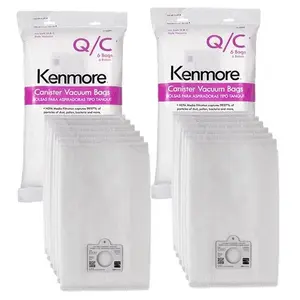 12 Genuine Kenmore Style Q/C OEM # 20-53292 5055 50557 50558 Hepa Filtration Canister Vacuum Bags. Also Fits Panasonic C-5, C-18