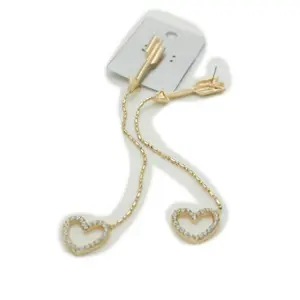 Women Weekend Fashion Jewelry Extra Long Earrings Set Gold Metal Love Heart Charm Arrow