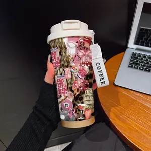 Abstract Billiard Lip Tongue Texture Coffee Cup, Portable Dual Drink Insulated Mug, Thermal Water Bottle, Office Travel Essential