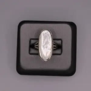 Sterling Silver Stone Ring - Oval Mother of Pearl