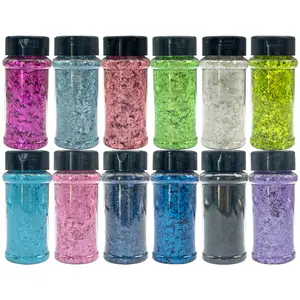 Kingch glitter Holographic coarse glitter powder, 12 piece set, holographic block glitter crafts, tree crafts sequins, hair, face, body makeup, nails, DIY crafts, party Christmas decorations, Christmas holiday gifts