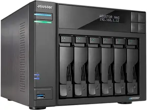 Asustor AS6706T Lockerstor 6 Gen2-4Bay NAS, Quad-Core 2.0GHz CPU Dual 2.5GbE Ports 8GB DDR4 Four M.2 Solid State Drive Slots