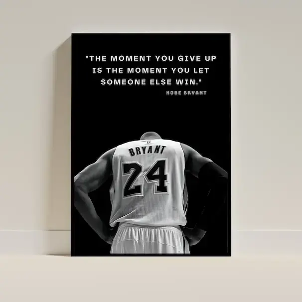 MOTIVATIONAL Quotes WALL ART Decor Inspirational Poster Kobe Bryant Basketball Player Poster Wall Art Acrylic Black Mamba,