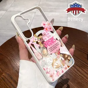 Magnetic Phone Case Compatible with Galaxy S26 Edge S23 Ultra S24 Plus FE S25 S22+ Retro Jesus Pattern Non-Yellowing Shockproof Soft Silicone Transparent Acrylic Cover Supports Wireless Charging Durable Protection Casing