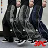 Men's high street style contrasting color splicing side striped tied wide-leg pants, American retro Los Angeles printed design loose drape sweatpants, multi-color optional thin casual pants are suitable for spring and summer wear