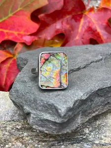 Ammolite Ring - Large Rectangle