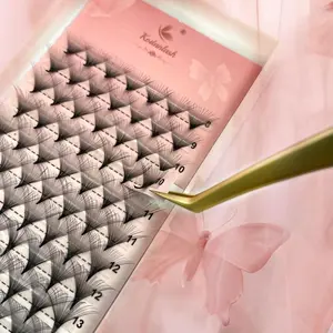 30D Thickness 0.05mm D Curling 8-15mm Eyelashes, 1 Box Middle Stem Premade Fans Dramatic Volume Lash Extensions, Fluffy Eyelash Clusters, Handmade Realistic Eyelash Cosmetic