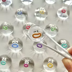 Transparent Small Ball Stress Relief Toy, DIY Handmade Cartoon Balls, Cute Expression Pack, 1/5 Pieces, Perfect for Relaxing