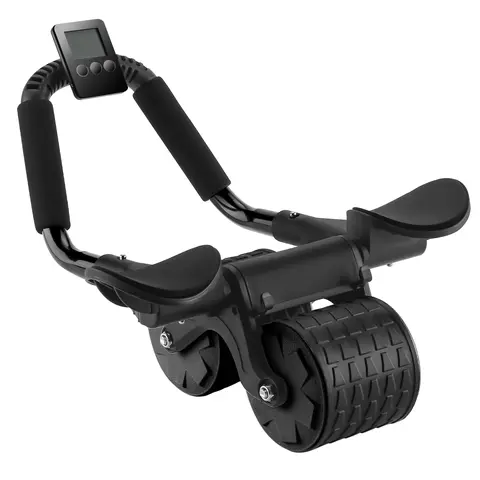 Unisex PVC Automatic Rebound Ab Roller - Abdominal Workout Gear, Elbow Support, Double-Wheel, Core Strength Training, Digital Timer, Knee Pad, Lightweight Home Gym Camping Equipment