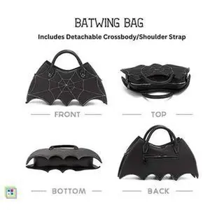 Fashionable Bat Halloween Purse in Black