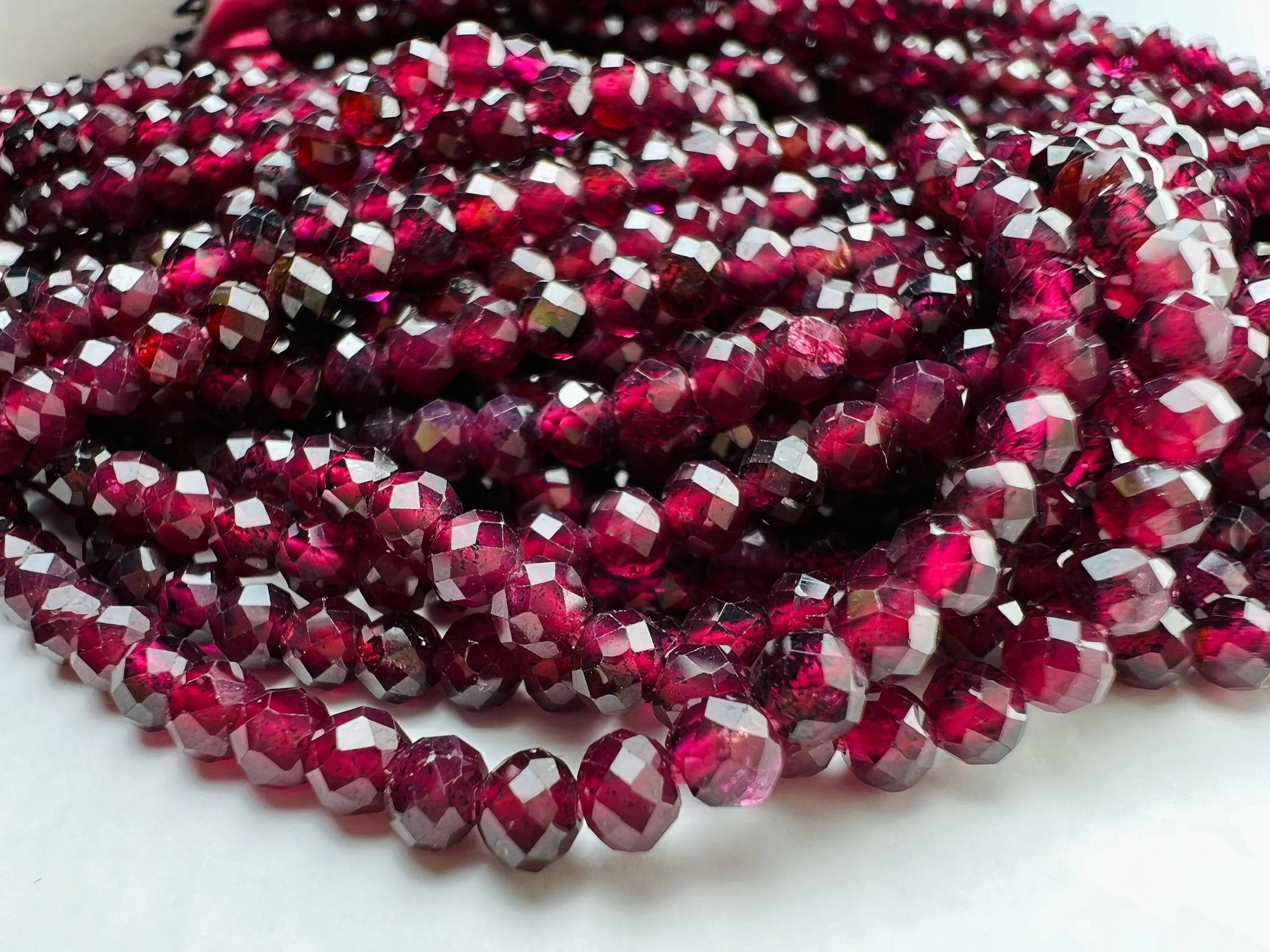 Rhodolite Garnet Dark 3-3.5mm Faceted Roundlle, Merlot purpleish Red Jewelry Making Natural Gemstone Beads, Rare, Beautiful Gemstone 12" std