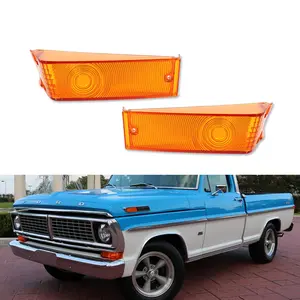 2pcs Pair Amber Front Turn Signal lamps Light Lamp Lenses For 1970 1971 1972 Ford F100 F250 F350,Replace OEM D0TZ-13208-B, D0TZ-13209-B